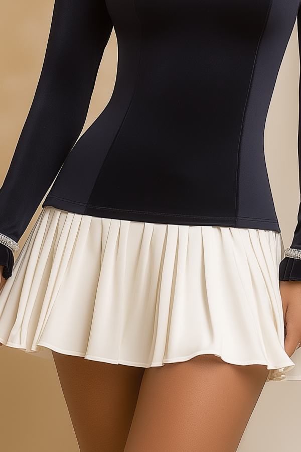 Homecoming Dress​​ Navy One Shoulder Velvet Mini Long Sleeve Dress