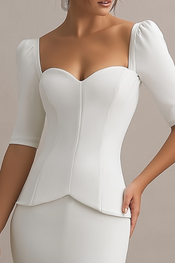 Simple ​Wedding Outfit Sets Dress White Sweetheart Neck Mermaid Dress