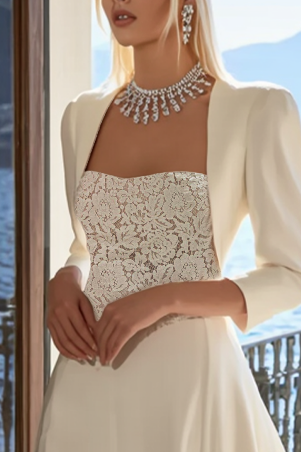 Formal ​Wedding Outfit Sets Dress White Strapless Maxi Dress