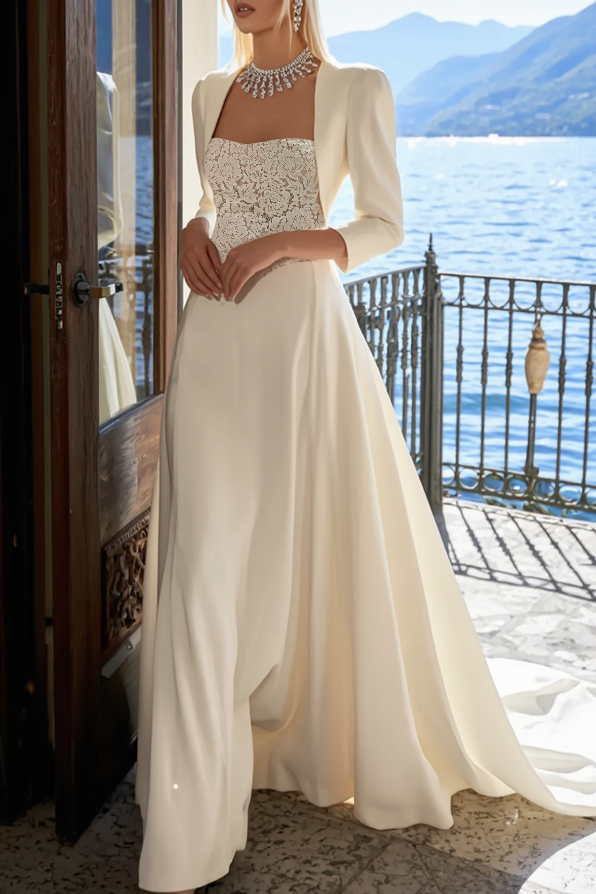 Formal ​Wedding Outfit Sets Dress White Strapless Maxi Dress