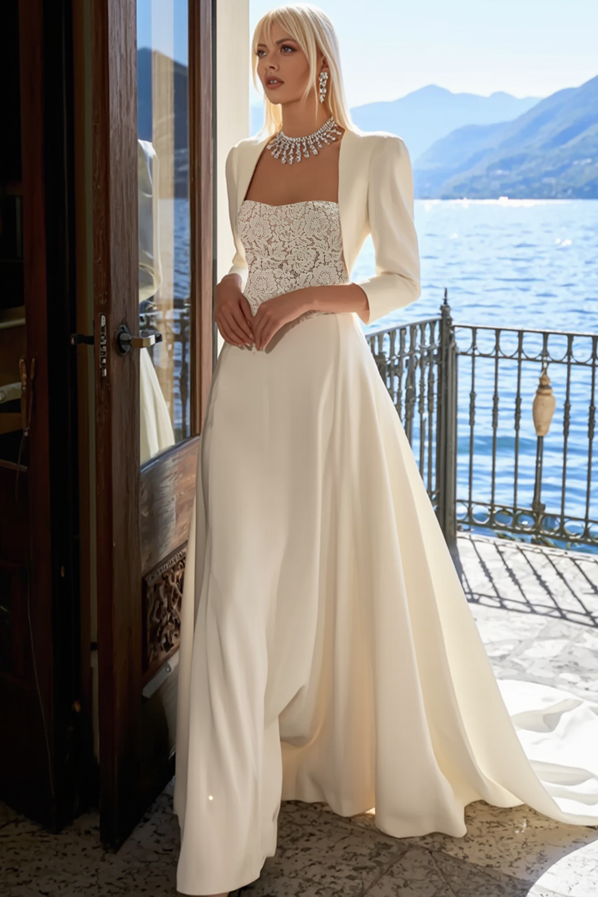 Formal ​Wedding Outfit Sets Dress White Strapless Maxi Dress