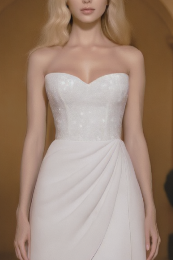 Cocktail Tea Party Dress White Strapless Mini Dress