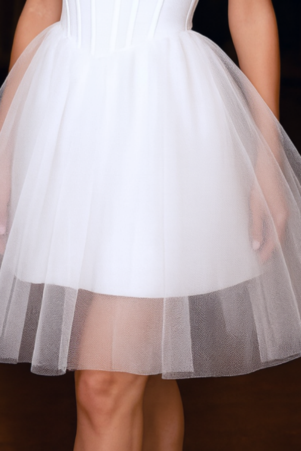 Homecoming Dress​​ White Strapless Mini Corset Dress