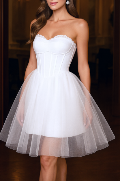Homecoming Dress​​ White Strapless Mini Corset Dress