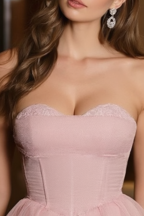 Homecoming Dress​​ Pink Strapless Mini Corset Dress