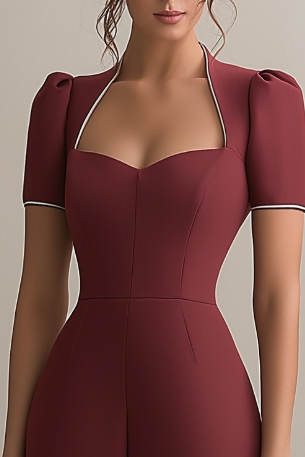 Formal Evening Dress Burgundy Sweetheart Neck Maxi Dress