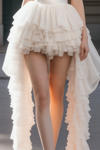 Homecoming Dress​​ White Strapless Mini Tiered Dress