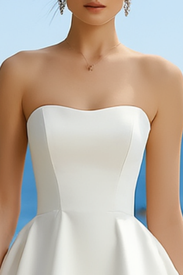 Simple ​Wedding Dress White Strapless Mini Dress
