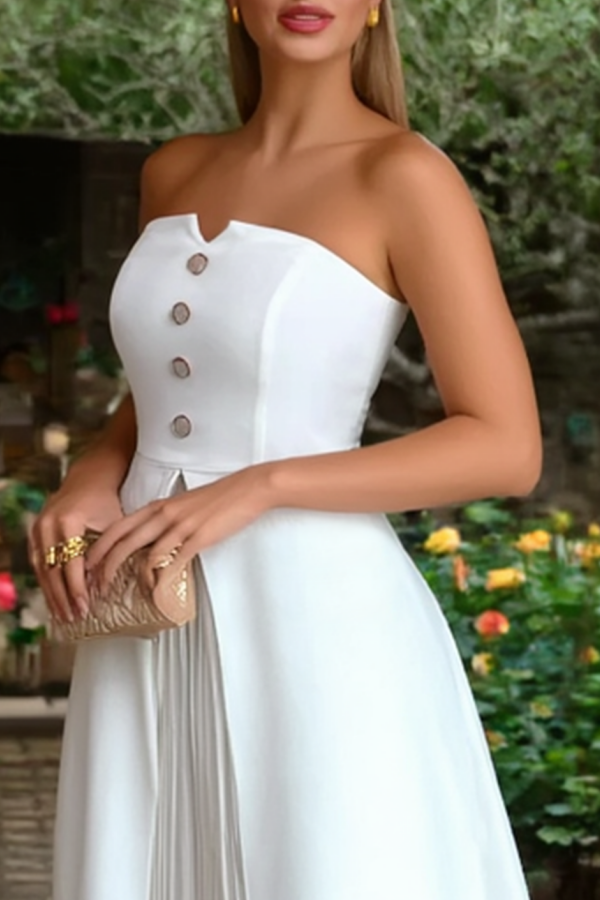 Formal ​Wedding Dress White Strapless Maxi Dress