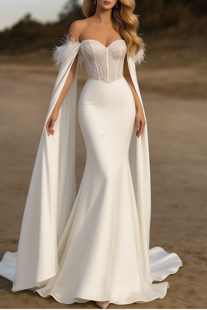 Formal ​Wedding Dress White Strapless Maxi Corset Dress