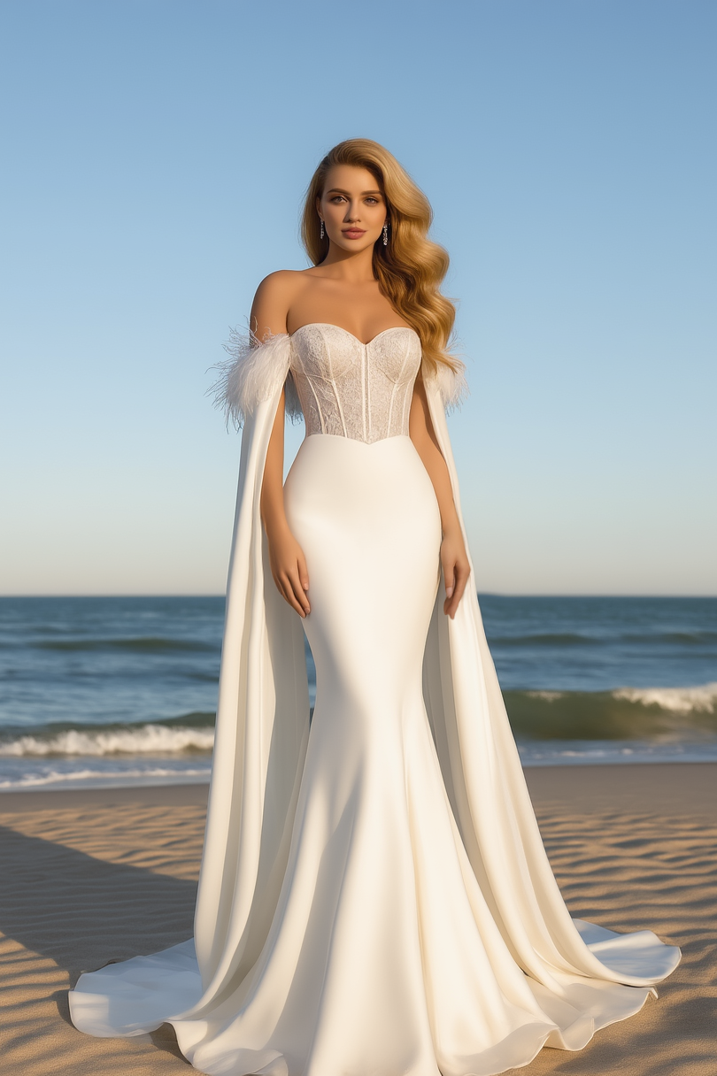 Formal ​Wedding Dress White Strapless Maxi Corset Dress