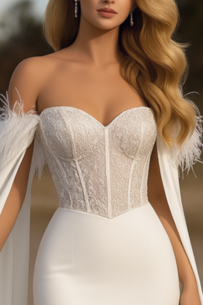 Formal ​Wedding Dress White Strapless Maxi Corset Dress