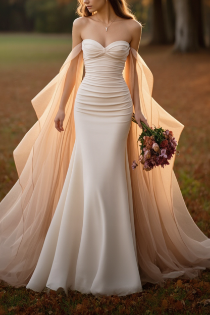 Formal ​Wedding Dress White Strapless Maxi Mermaid Dress