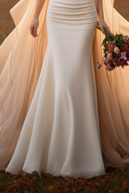 Formal ​Wedding Dress White Strapless Maxi Mermaid Dress