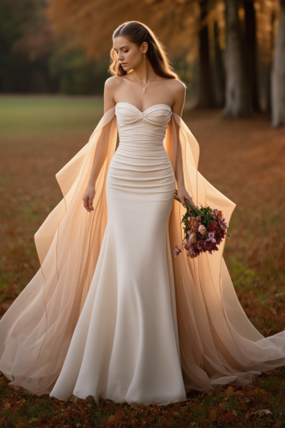 Formal ​Wedding Dress White Strapless Maxi Mermaid Dress