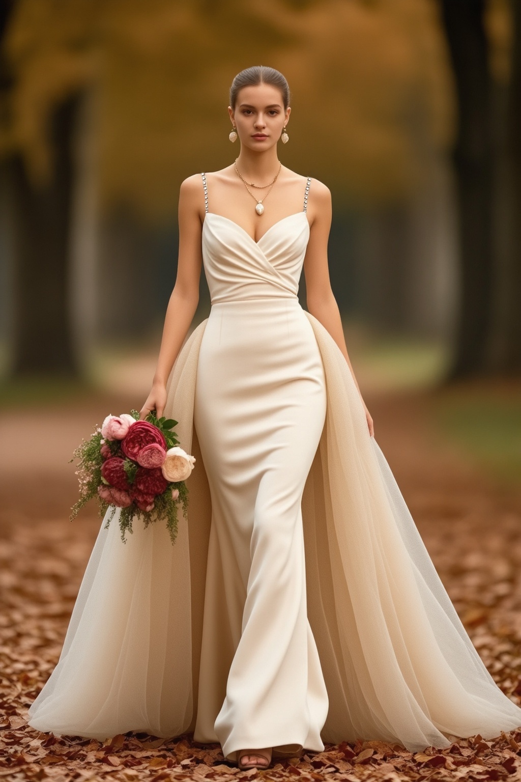 Formal ​Wedding Dress White Spaghetti Strap Maxi Mermaid Dress