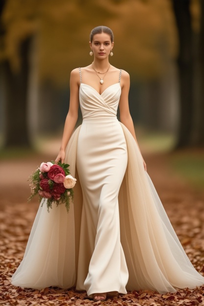 Formal ​Wedding Dress White Spaghetti Strap Maxi Mermaid Dress