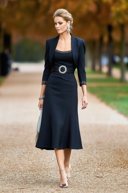 Wedding Outfit Sets ​Dress Navy Midi Mother of the Bride Dress