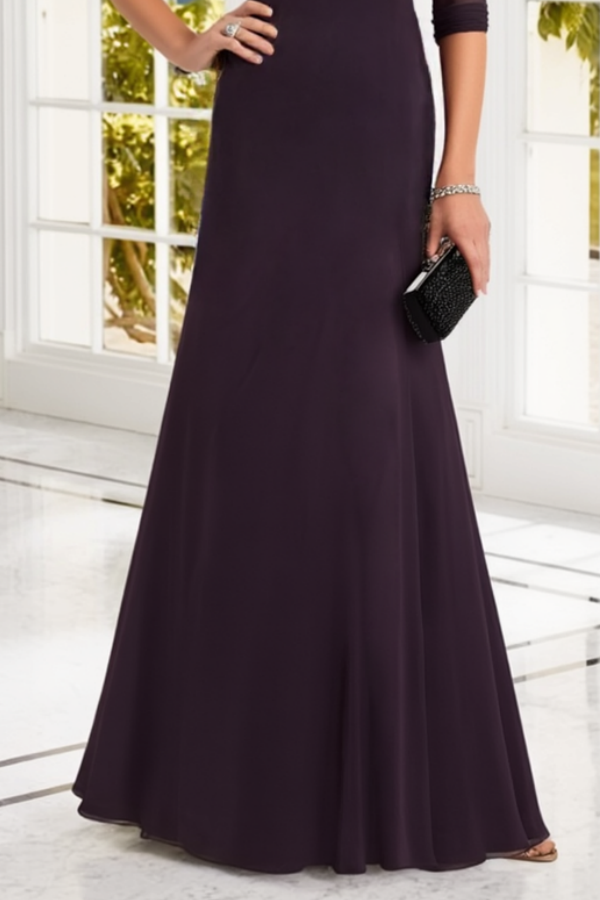 Formal Dress Dark Purple Sweetheart Neck  Maxi Mother of the Bride Dress