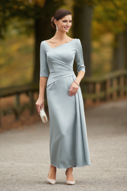 Formal Dress Blue V Neck  Maxi Mother of the Bride Dress