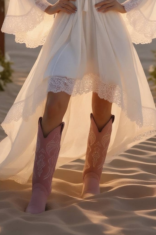 Simple ​Wedding Dress White V Neck Maxi Lace Dress