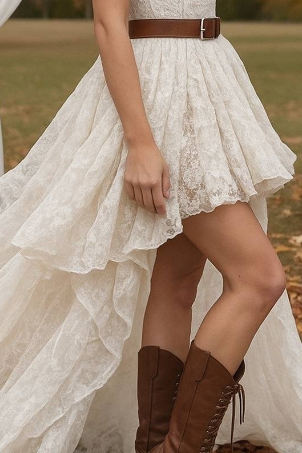 Simple ​Wedding Dress White Strapless Maxi Lace Dress