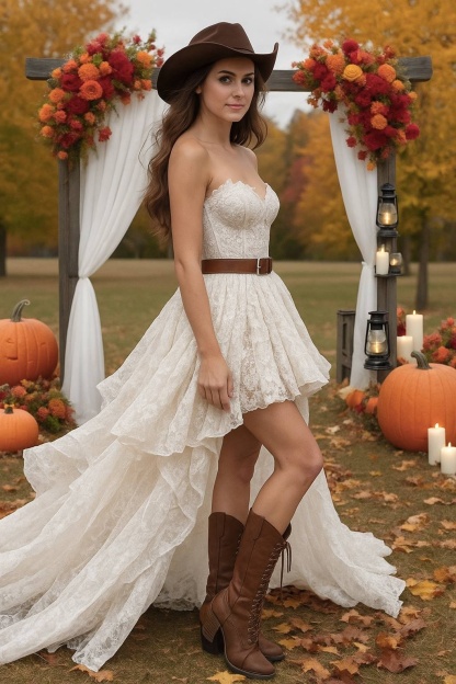 Simple ​Wedding Dress White Strapless Maxi Lace Dress