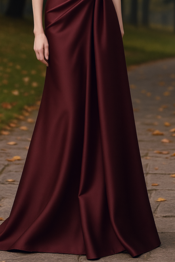 Formal ​Evening Dress Burgundy Strapless Rhinestones Maxi Dress