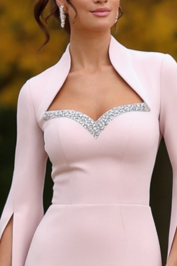 Wedding Guest Dress Pink Sweetheart Neck Midi Mother of the Bride Dress