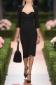 Vestido de invitada de boda negro con escote corazón, vestido midi de encaje