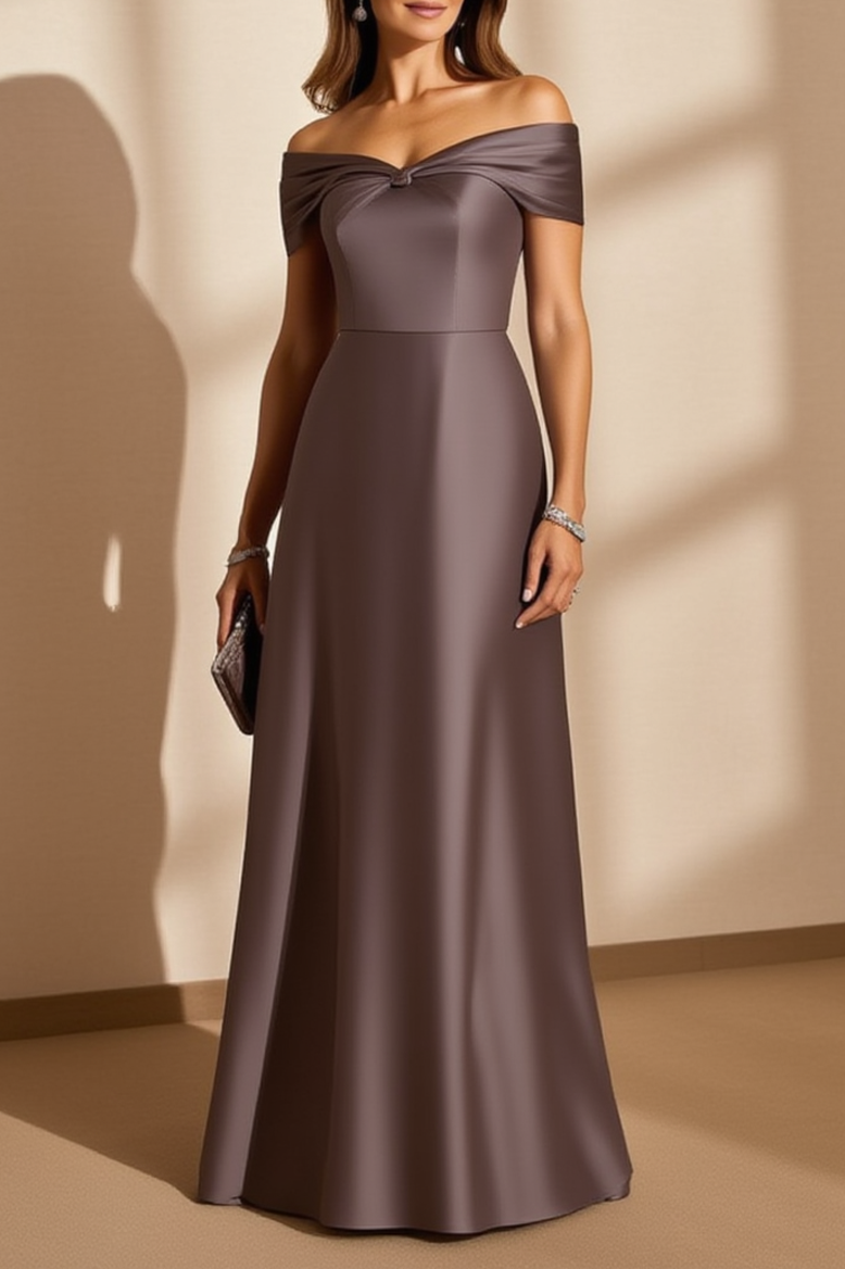 Mother of th Bride Dress Purple Off Shoulder Maxi Dress