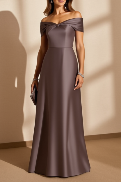 Mother of th Bride Dress Purple Off Shoulder Maxi Dress