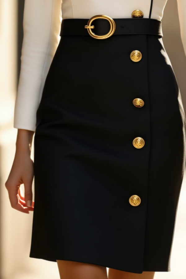 Work Outfit Sets Dress Black White Stand Collar Mini Long Sleeve Dress