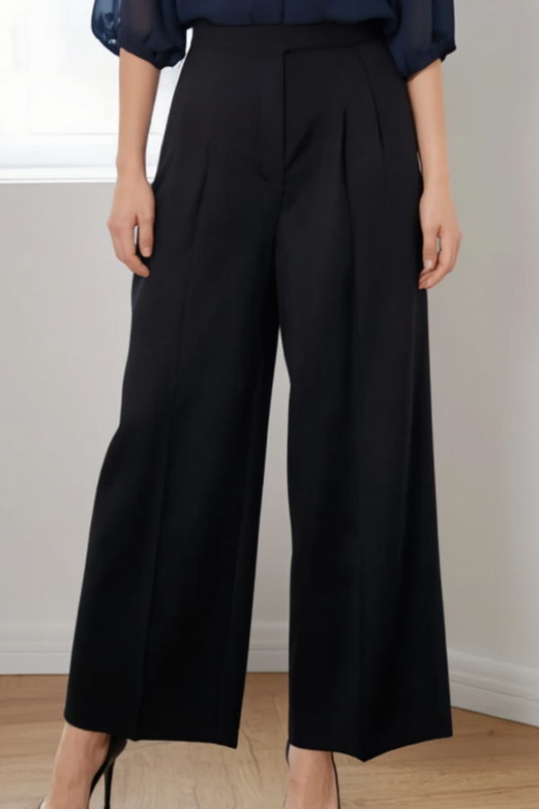 Casual Outfit Sets Navy V Neck Half Sleeve Straight Pants Set