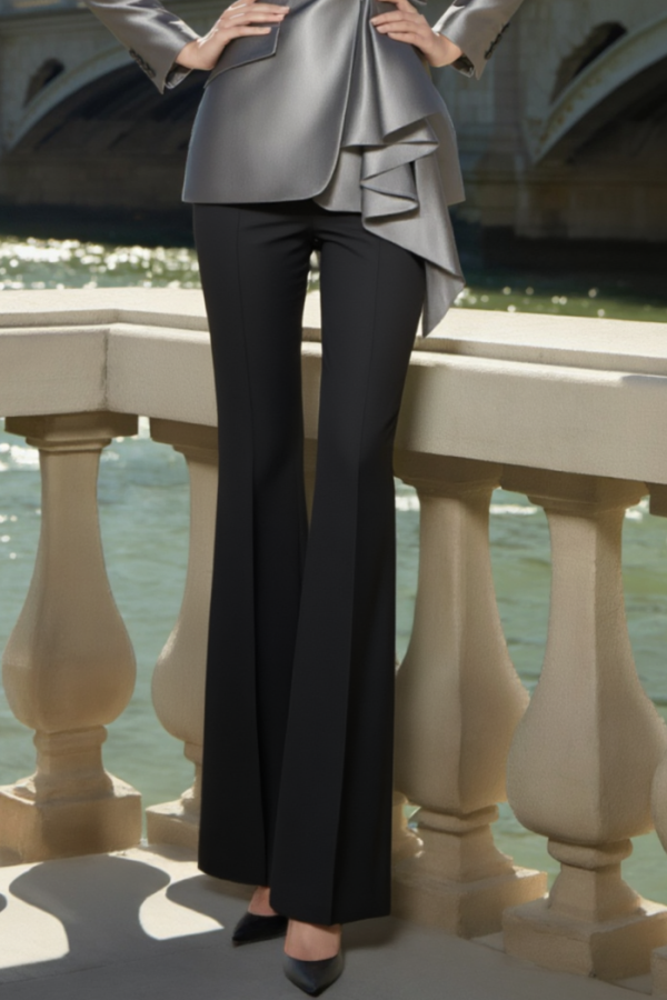 Party Outfit Sets Silver Lapel Long Sleeve Flare Pants Set