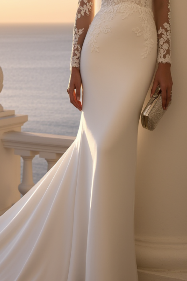 Wedding Dress White Off Shoulder Lace Maxi Long Sleeve Dress