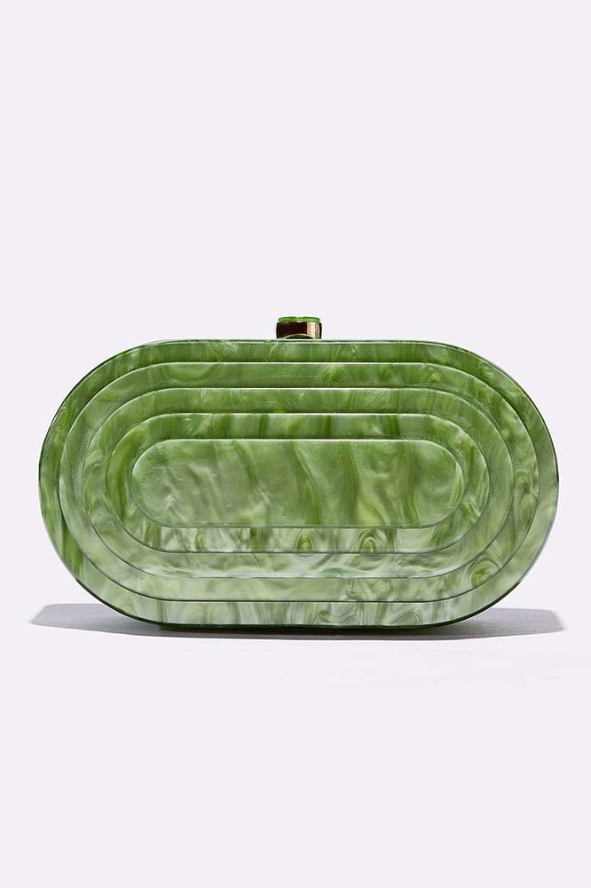 Geometry Arylic Buckle Handbag with Evening Chain Bag