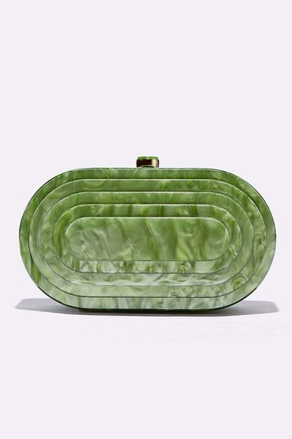 Geometry Arylic Buckle Handbag with Evening Chain Bag