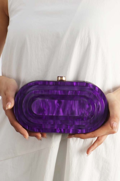 Geometry Arylic Buckle Handbag with Evening Chain Bag