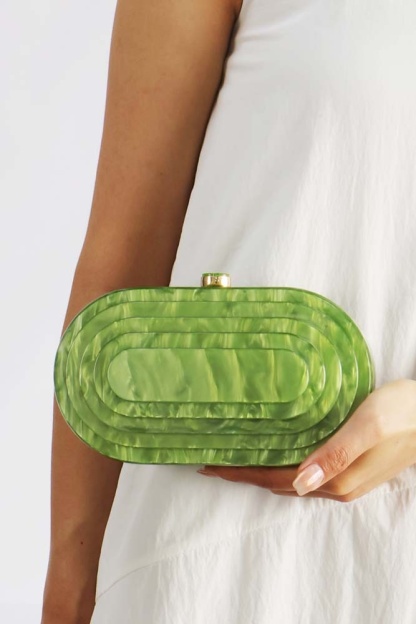 Geometry Arylic Buckle Handbag with Evening Chain Bag