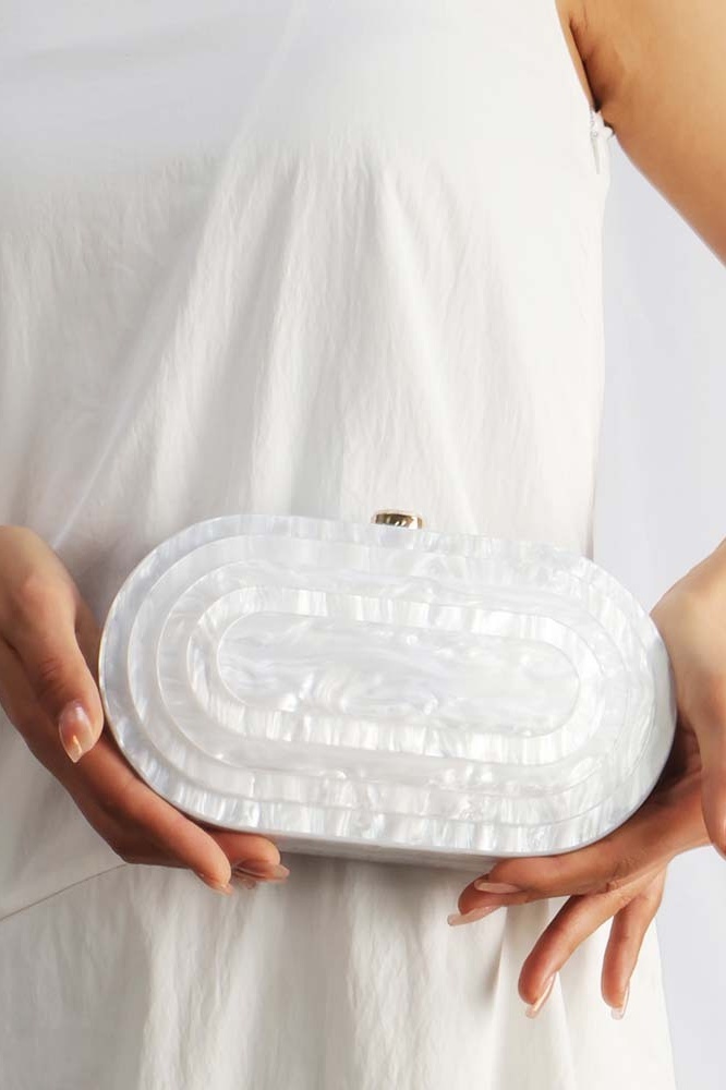 Geometry Arylic Buckle Handbag with Evening Chain Bag