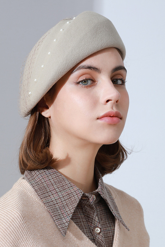 Weeding Wool Beret Mesh Hats for Women 