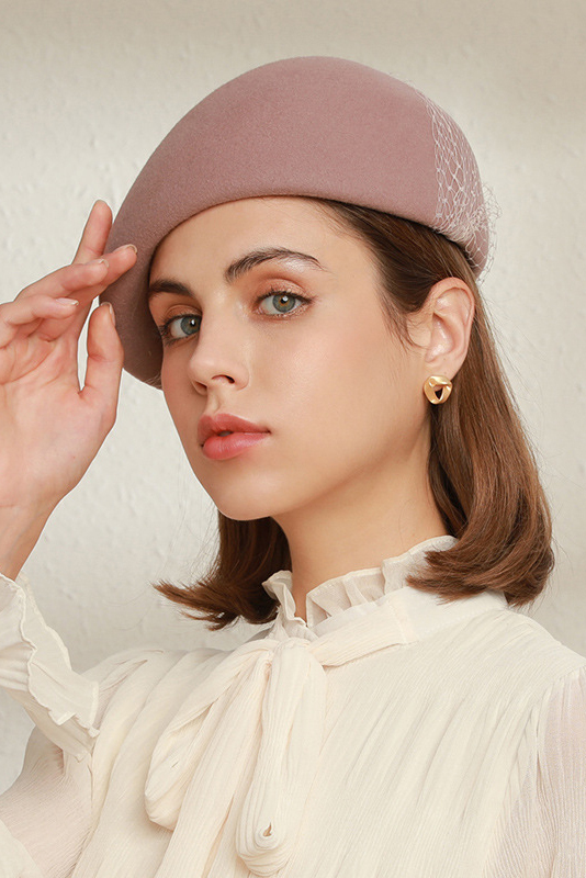 Weeding Wool Beret Mesh Hats for Women 