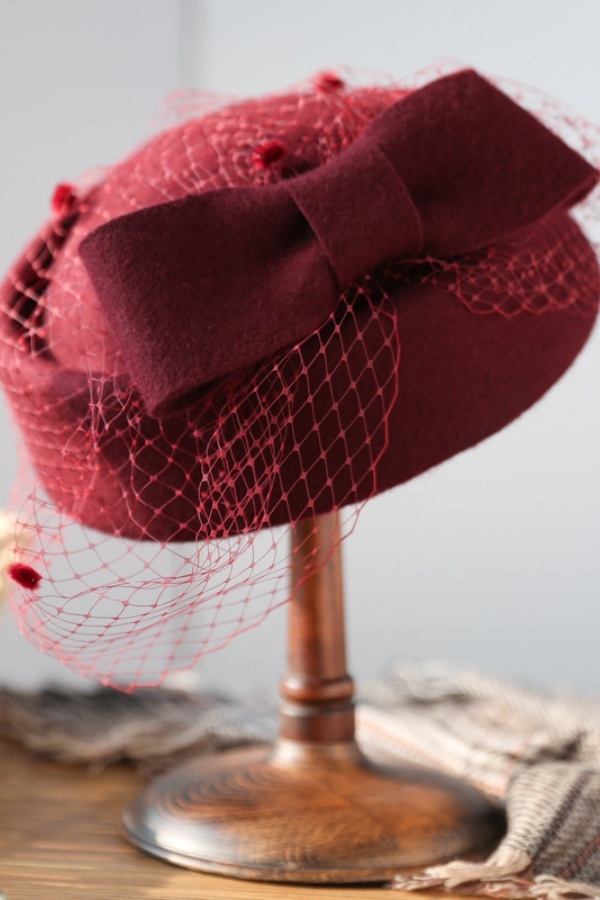 Women's British Style Pillbox Church Derby Wedding Winter