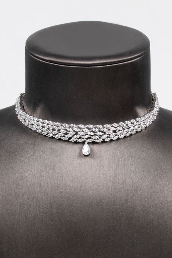 Bridal Necklace Earrings Simple Multilayer Necklace Bride Wedding Rhinestone Necklace  