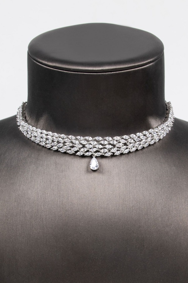 Bridal Necklace Earrings Simple Multilayer Necklace Bride Wedding Rhinestone Necklace  