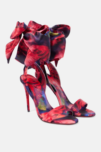 Women Strappy Bow Heels Double Bowknot Open Toe Kitten Heeled Sandals