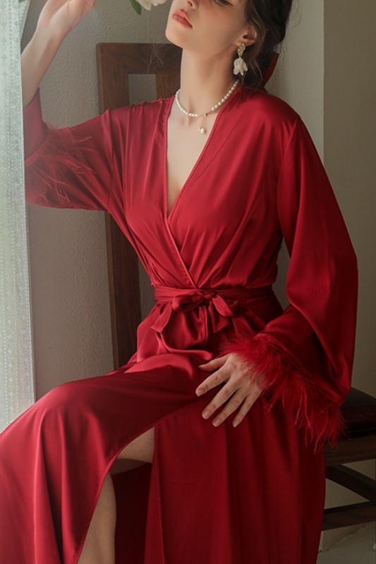 Bridesmaid Pajama Robe White V Neck Satin Robes Gown