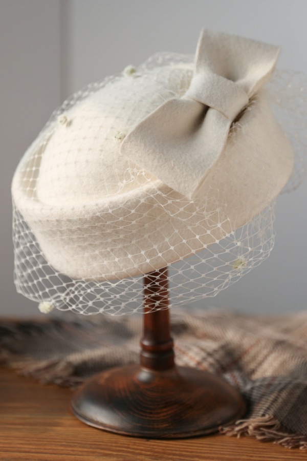 Women's British Style Pillbox Church Derby Wedding Winter