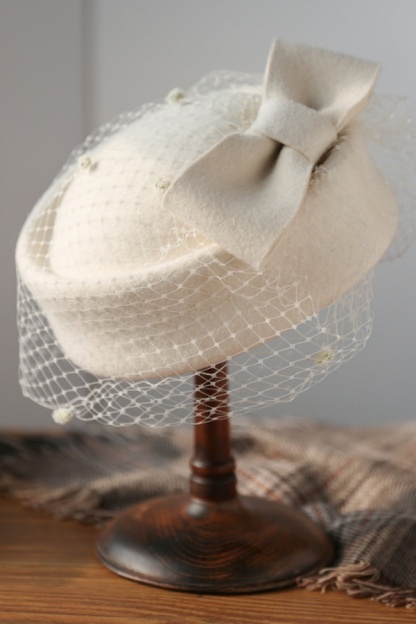 Women's British Style Pillbox Church Derby Wedding Winter
